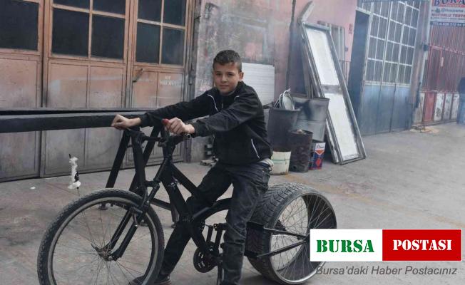 12 yaşındaki Uğur’un tasarladığı bisiklet görenleri şaşırtıyor