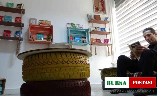 Atık malzemelerden ‘kitap okuma köşesi’ yapıldı