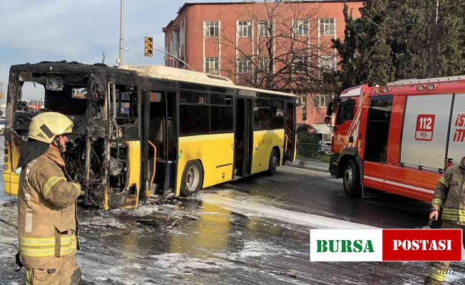 Bağcılar’da İETT aracı alev alev yandı