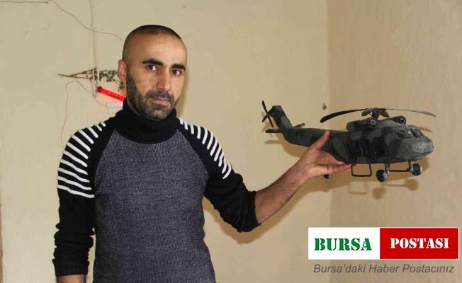 Hakkarili genç atık malzemelerden skorsky helikopter yaptı