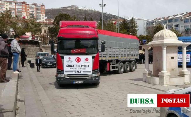 İdlib’e 4 tır yardım malzemesi Yozgat’tan yola çıktı