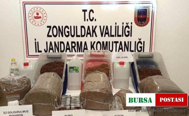 Jandarma tütün ve etil alkol ele geçirdi