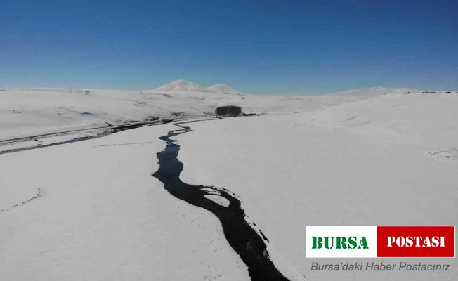 Kars’ta kar altındaki menderesler büyülüyor