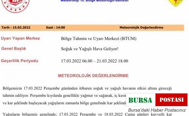 Meteoroloji uyardı, soğuk ve yağışlı havalar geliyor