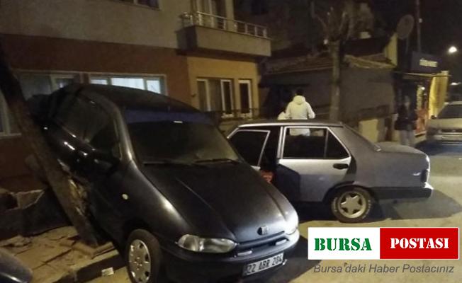 Park halindeki aracı önüne katıp, bahçe duvarına çarptı