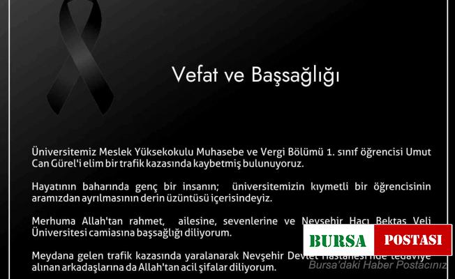 Rektör Prof. Dr. Semih Aktekin Umut Can Gürel İçin Taziye Mesajı yayınladı