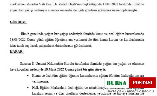 Samsun’da okullara kar tatili