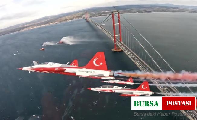 Türk Yıldızları’nın 1915 Çanakkale Köprüsü’nün üzerinde yaptıkları nefes kesen gösterisi kokpit kamerası ile kayda alındı