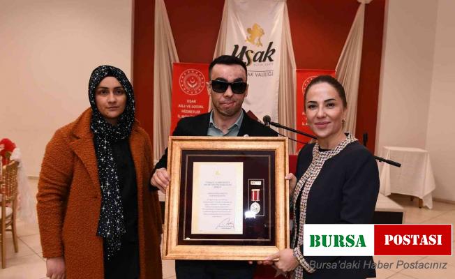 Vali Kocabıyık’tan Gaziye devlet övünç madalyası ve berat takdimi