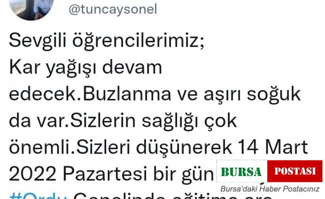 Vali Sonel duyurdu: Ordu genelinde eğitime bir gün ara verildi