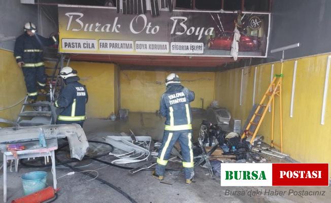 Yalova’da boya atölyesinde korkutan yangın